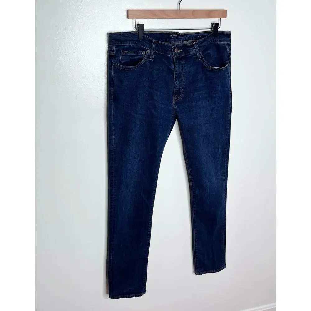J.Crew Flex Slim Jeans Mens 35x34 Dark Wash Stretch Denim Cotton